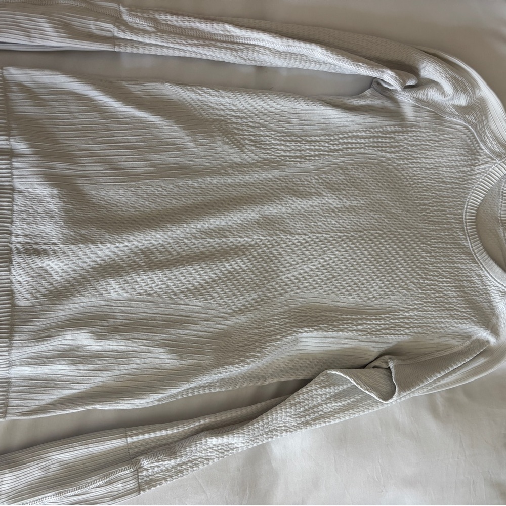 lululemon athletica Long Sleeve Waffle-Knit Top white